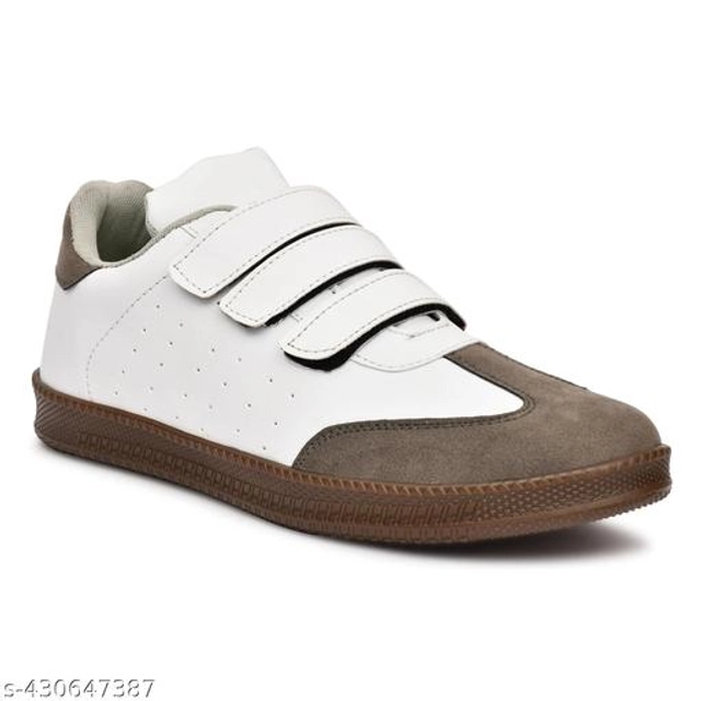 Casual Shoes for Men (White & Brown, 6)