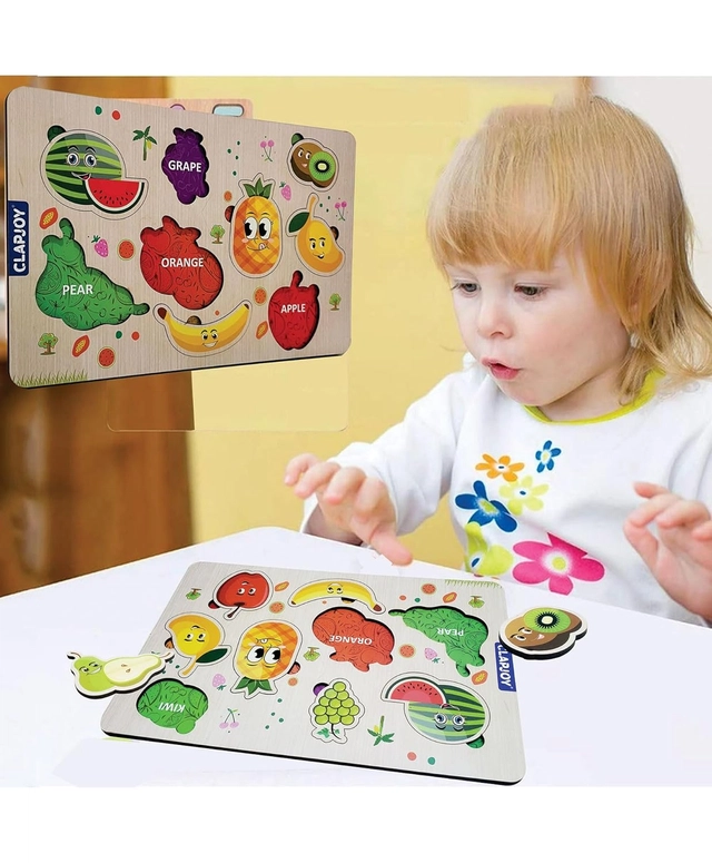 Wooden Fruits Puzzle Board Game for Kids (Multicolor)