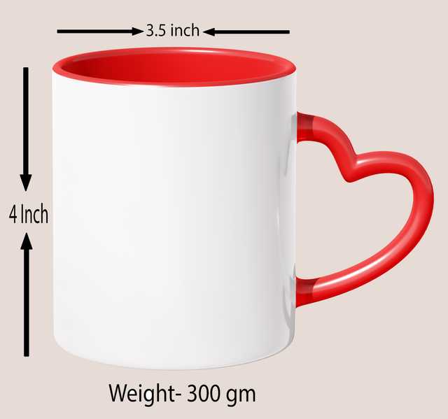 Bride Loading Printed Heart Handle Mug Microwave Safe Ceramic Tea Coffee (Red, 350 ml) (GT-892)