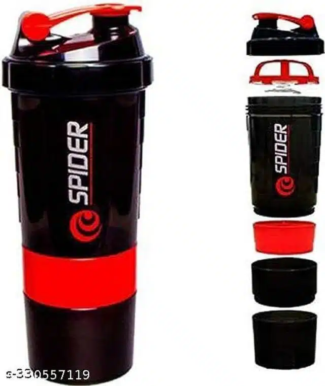 Plastic Protein Shaker Bottle (Black, 500 ml)