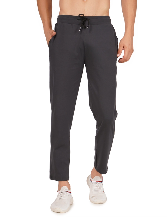 Lycra Solid Trackpant for Men (Dark Grey, S)