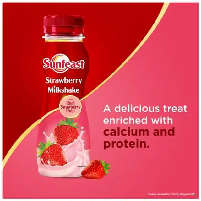 सनफीस्ट स्ट्रॉबेरी मिल्कशेक विद रियल स्ट्रॉबेरी पल्प 180 ml