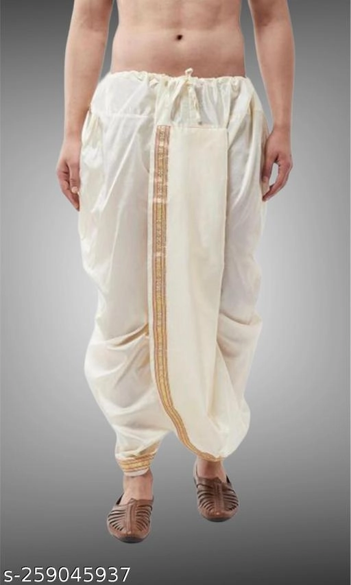 Cotton Silk Solid Dhoti for Boys (Free Size, Cream)