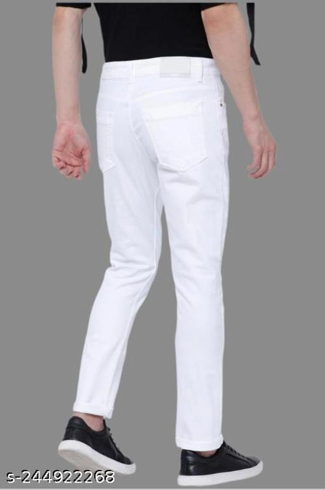 Denim Slim Fit Jeans for Men (White, 28)