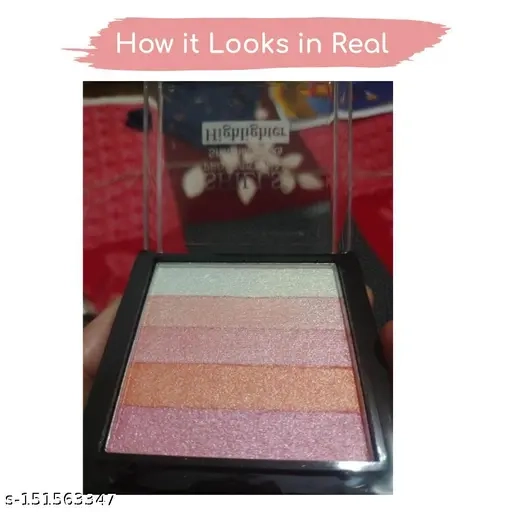 RONZILLE metallic blusher square palette case & Long Lasting Highlighter (shade 02)