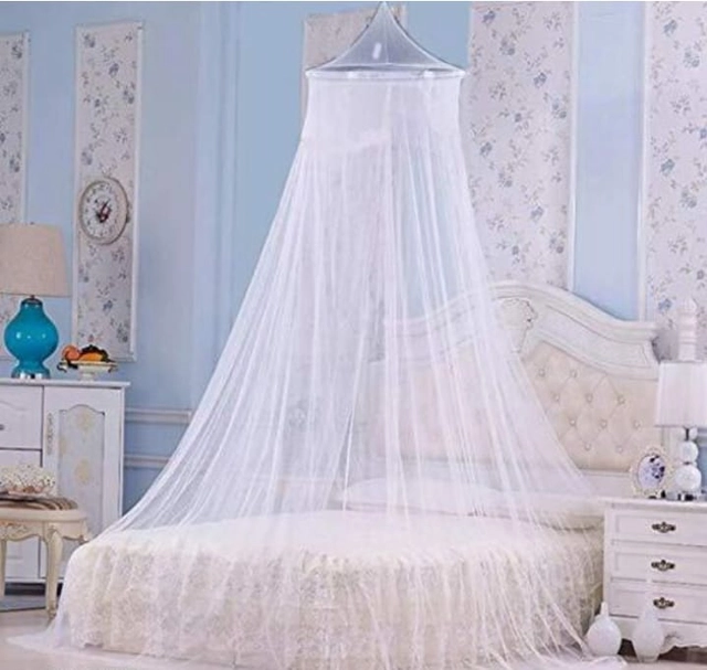 Polyester Round Mosquito Net (White, 7x7 Feet)