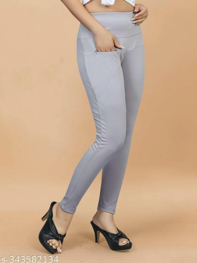 Lycra Jeggings for Women (Grey, 38)