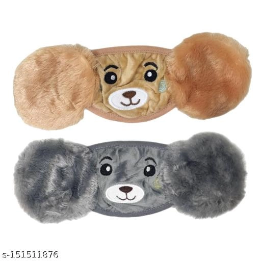 Fur Earmuffs for Kids (Brown & Black, 3-4 Years) (Pack of 2)