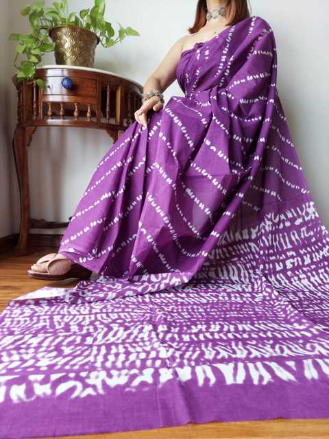 Bagru VIP Saree Cotton Hand Block Printed Saree With Blouse Piece (Multicolor,  6.5 Mtr) (A-21)