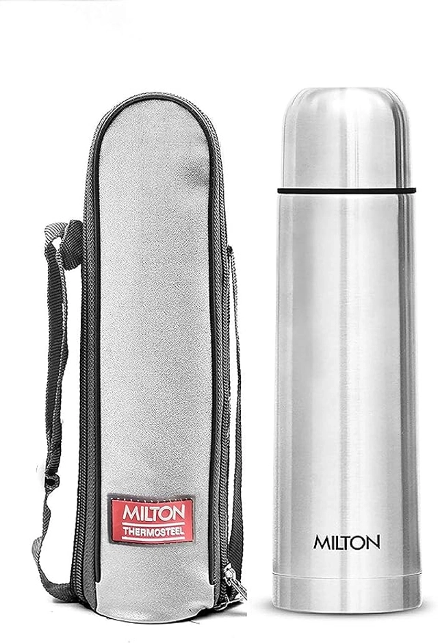 MILTON Thermosteel Flip lid Flask (1000 ml, Silver, Pack of 1)