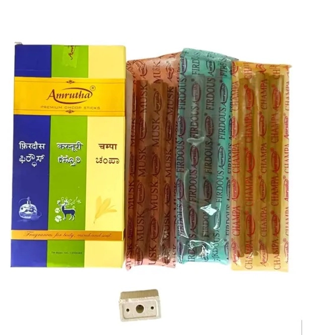 Amrutha 3 in 1 Champa with FIRDOUS Dhoop Sticks (90 g, Set of 2)