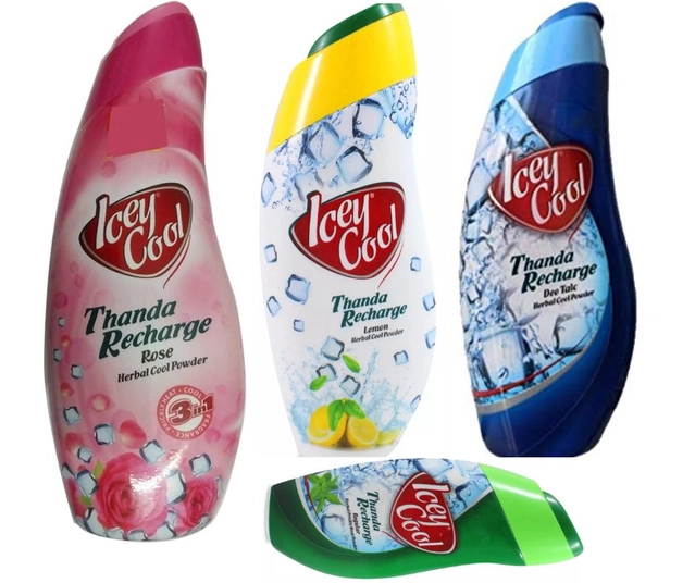 Combo of Labolia Icey Cool Lemon (150 g) with Deo Talc (150 g), Rose (300 g) & Regular (50 g) Herbal Cool Powder (Set of 4)