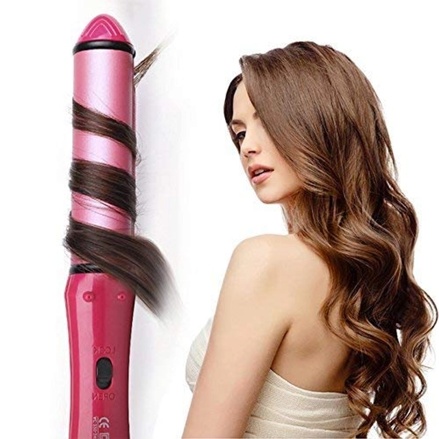 2 in 1 Hair Straightener & Curler for Women (Pink)