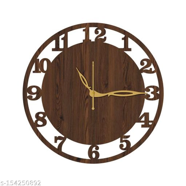 Wooden Wall Clock for Home (Brown)