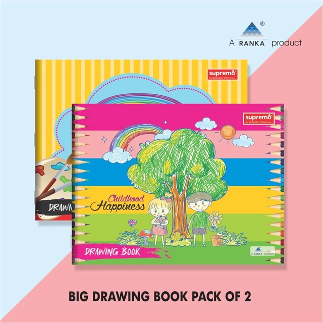 BEST CHOICE Big Plain Drawing Book (40 Pages, Pack of 2)