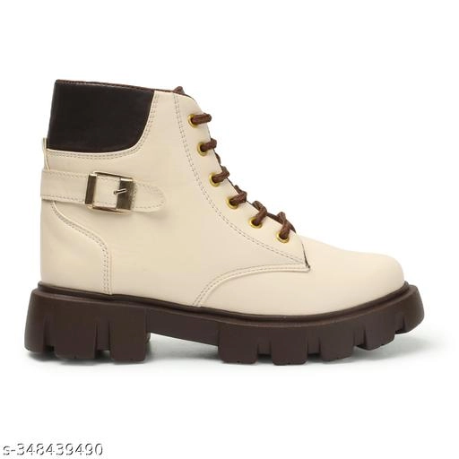 Boots for Women (Cream & Brown, 3)