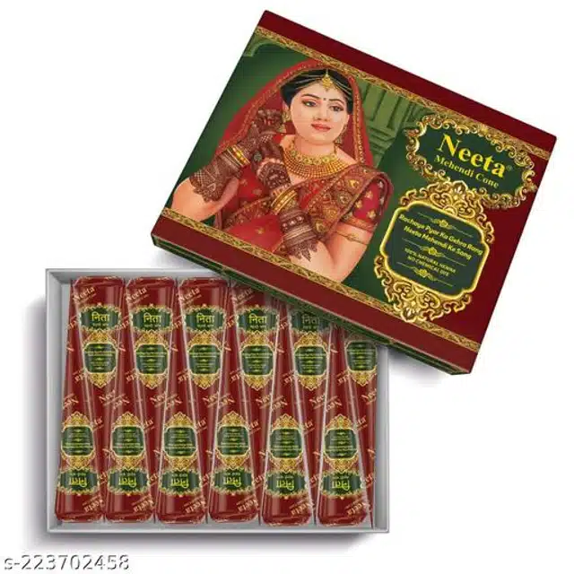 Neeta 12 Pcs Mehendi Cone (Brown, Set of 2)