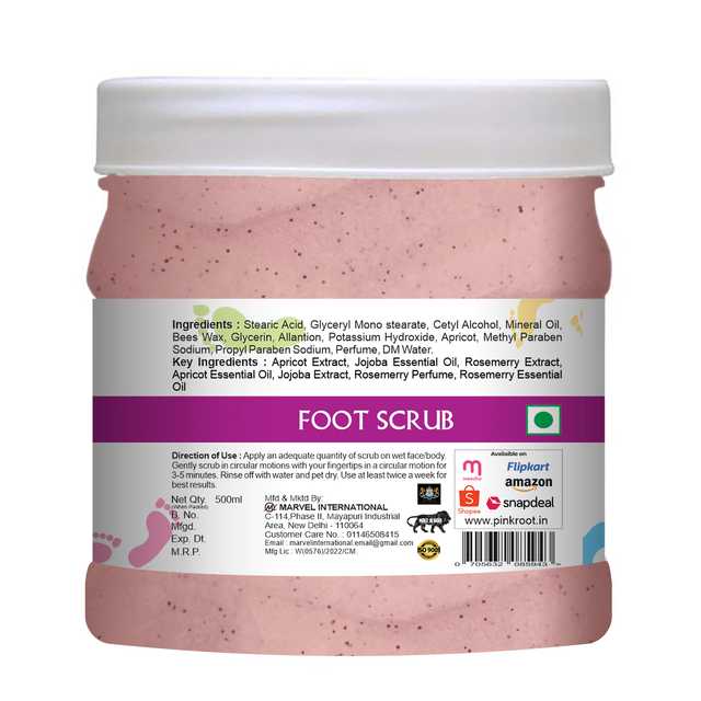 Pink Root Foot Scrub (Pack Of 1, 500 ml) (MI-142)