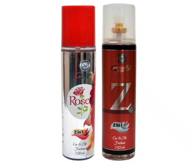 DSP Rose with Z Red 2 in 1 Car & Air Freshener (Pack of 2, 250 ml)