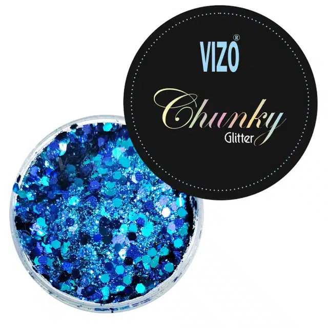 Vizo Chunky Eye Makeup Glitter Powder (Blue)