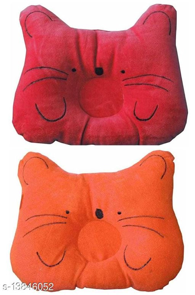 Cotton Pillows for baby(Pack Of 2) (Free Size, Red & Orange)