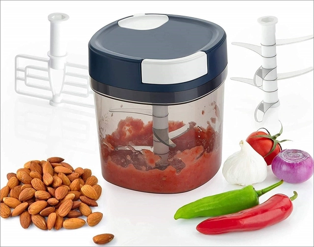 Plastic Manual Vegetables Chopper (Multicolor, 1000 ml)