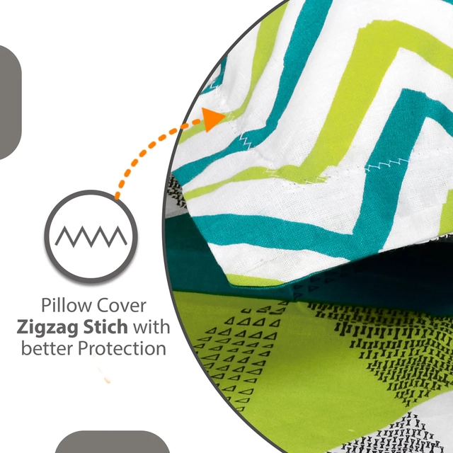 Microfiber Printed Bedsheet for Double Bed with 2 Pillow Covers (Green & Teal, 86x90 inches)