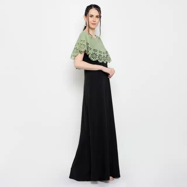 Women's Maxi Dress (Green & Black, XXL) (OD-95)