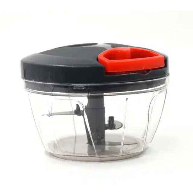 Plastic Vegetable and Fruit Chopper with 3 Stainless Steel Blade and Whisker Blade (Black, 450 ml)