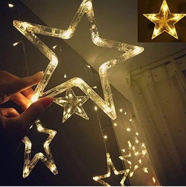 6 Big and 6 Small Star String Light Curtain (Warm White)