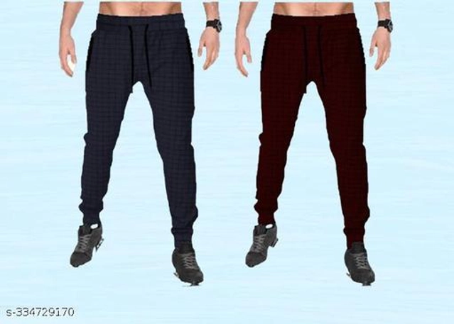 Cotton Trackpants for Men (Navy Blue & Maroon, 30) (Pack of 2)