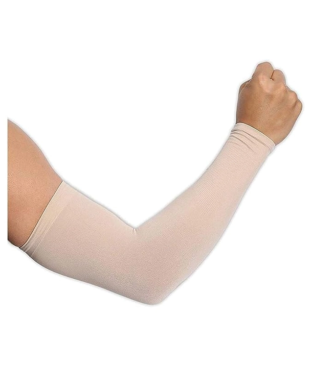 Nylon Arm Sleeves for Men & Women (Beige, Set of 1)