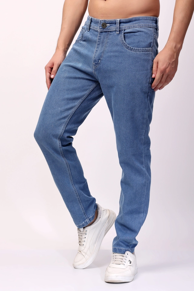 Cotton Blend Slim Fit Jeans for Men (Blue, 30)