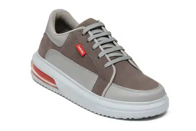 Men's Lace Up Casual Sneakers (Grey, 9) (JF-224)