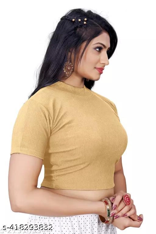 Lycra Solid Top for Women (Yellow, S)