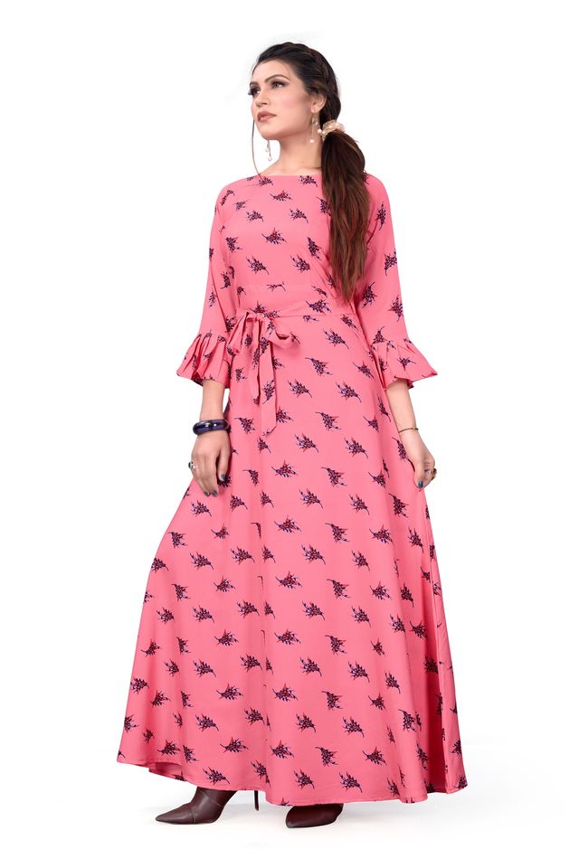 Fit and Flare Gown for womens (Pink, L) (NE28)