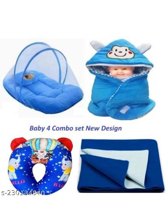 Microfiber Blankets for Babies (Pack of 4) (Blue, Free Size)