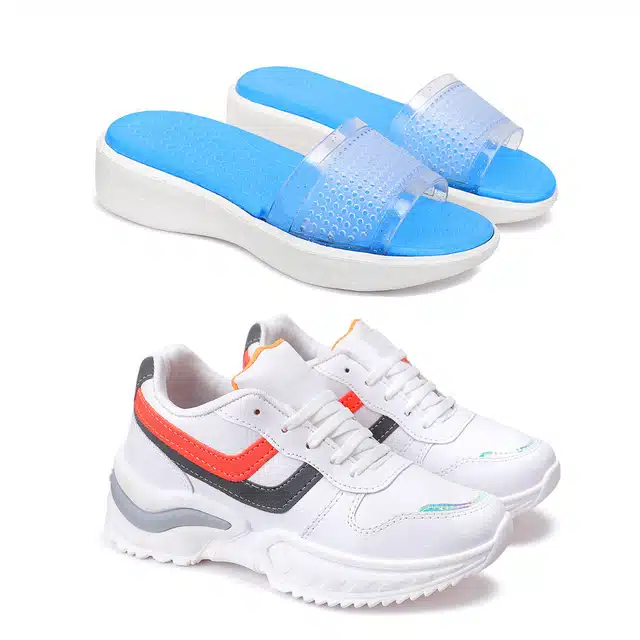 Combo of Sliders & Sports Shoes for Women (Pack of 2) (Multicolor, 7)