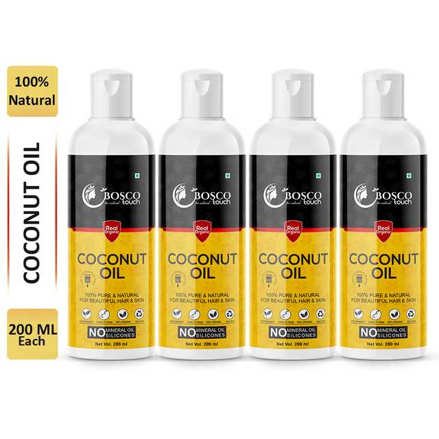 Bosco Touch Coconut Oil For Frizz Free Beautiful Hair & Skin (200 ml) (For Men & Women) (Pack of 4) (B-8591)