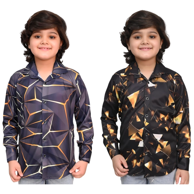 Full Sleeves Printed Shirt for Boys (Multicolor, 5-6 Years) (Pack of 2)