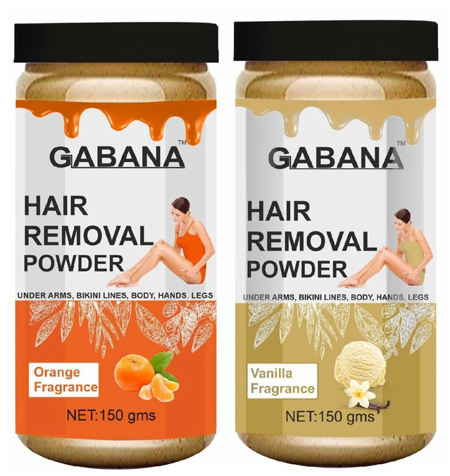 Gabana Orange with Vanilla Fragrance Instant Painless Hair Removal Powder (150 g, Pack of 2)