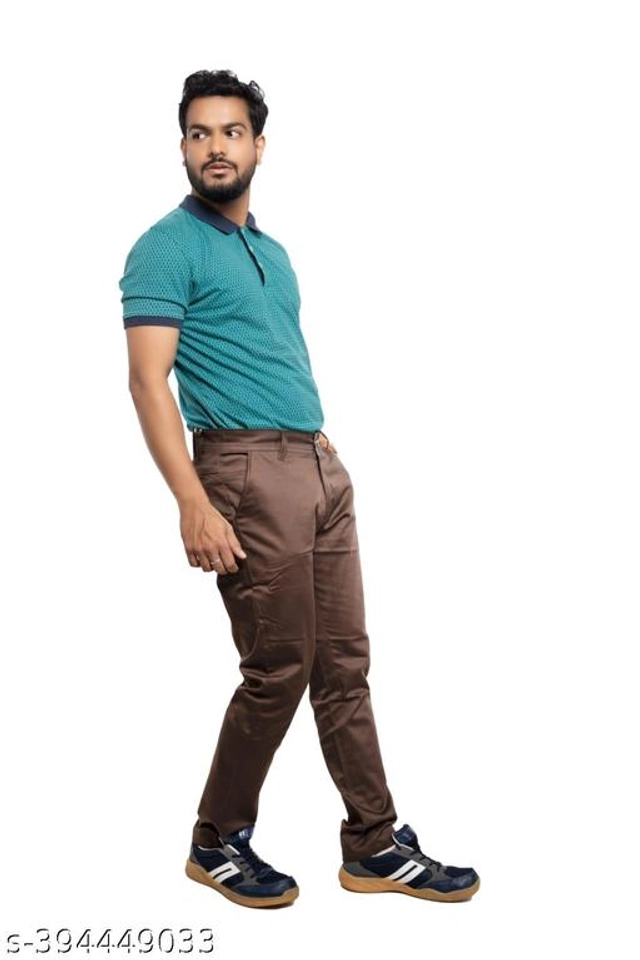 Cotton Slim Fit Trouser for Men (Brown, 28)