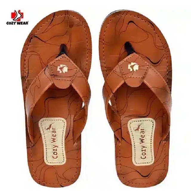 Cozy Wear Flip Flop For Men (Tan, 6)