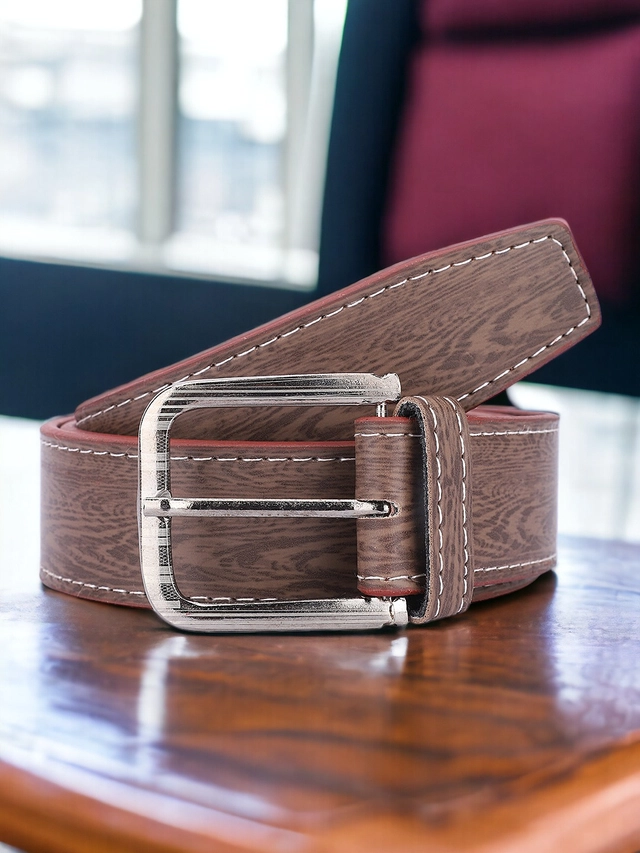 Artificial Leather Belt for Men (Brown)