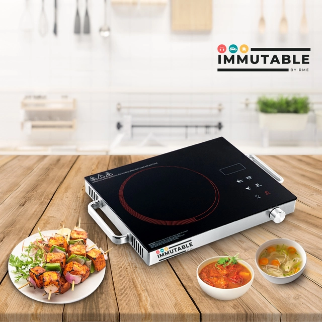 Immutable Infralite Pro ICT 2200W Black Infrared Cooktop with Free Stainless Steel Grill, Auto Shut Off & Overheat Protection (2200W, Black, Pack of 1)