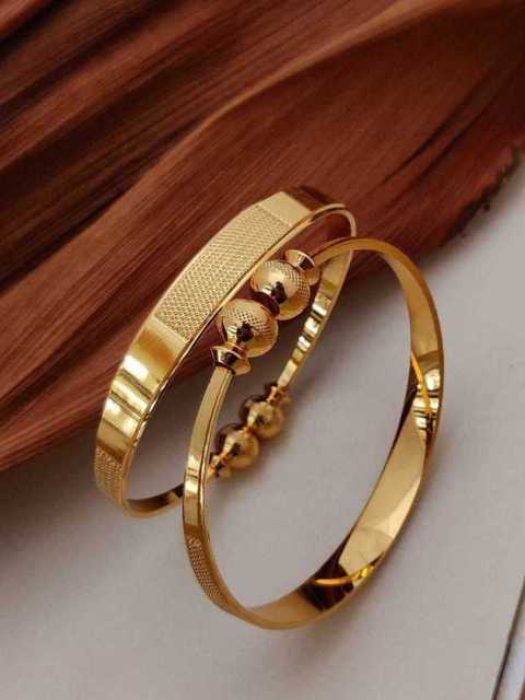 Trendy Designer Alloy Gold Plated Bangles For Women (Pack Of 2, Gold) (EW-391)