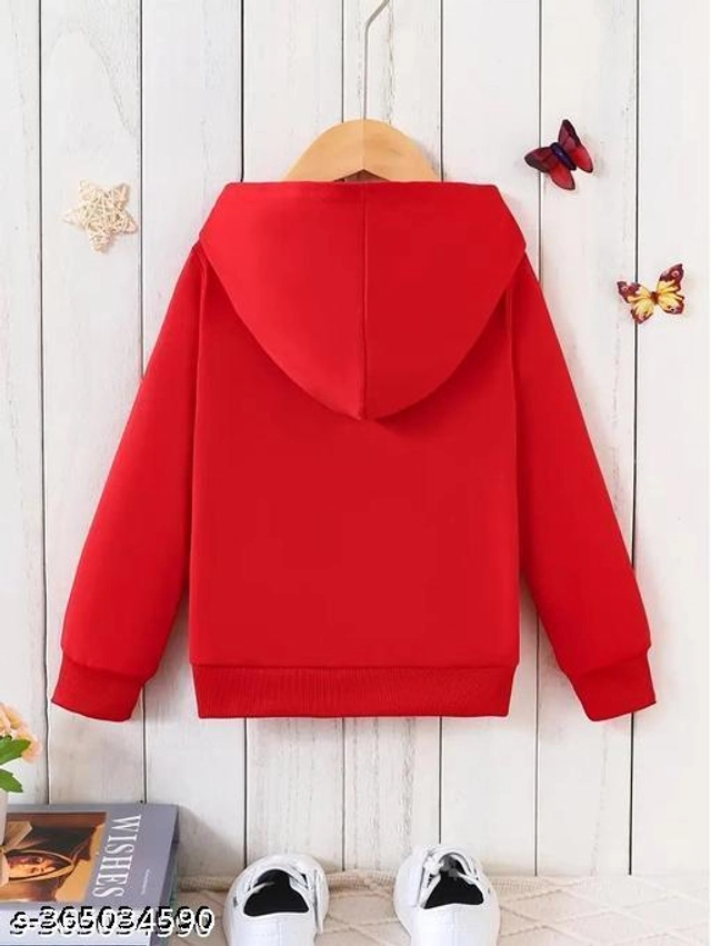 Cotton Blend Sweatshirt for Girls (Red, 2-3 Years)