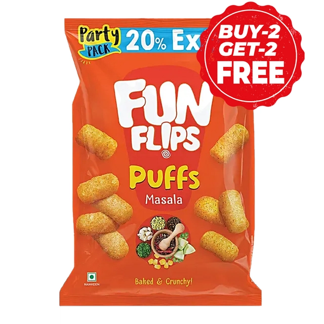 Fun Flips Masala Puff 4X75 g (Buy 2 Get 2 Free)