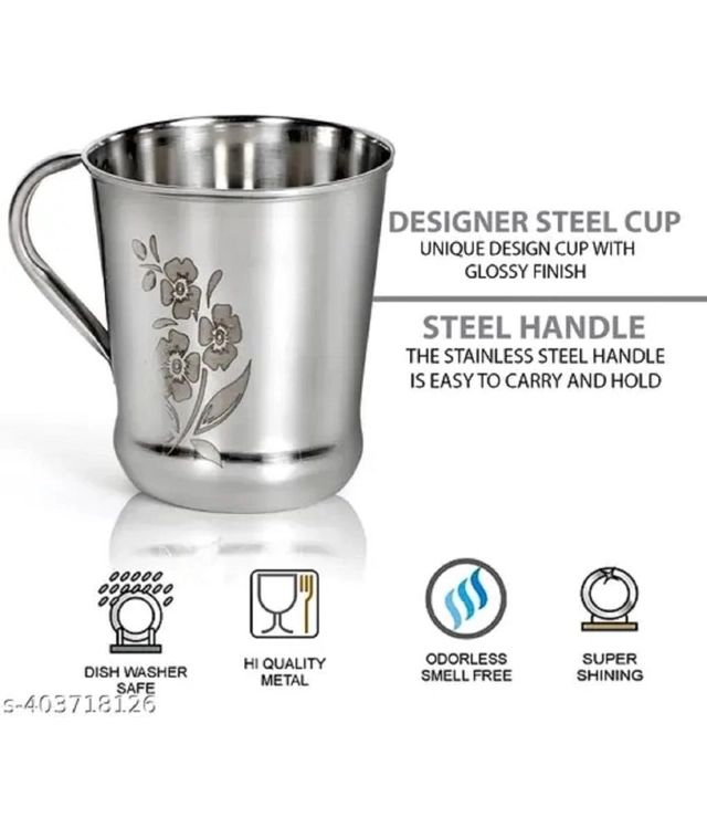 Leroyal Stainless Steel Tea/Coffee Cups (150 ml) (Pack Of 6)