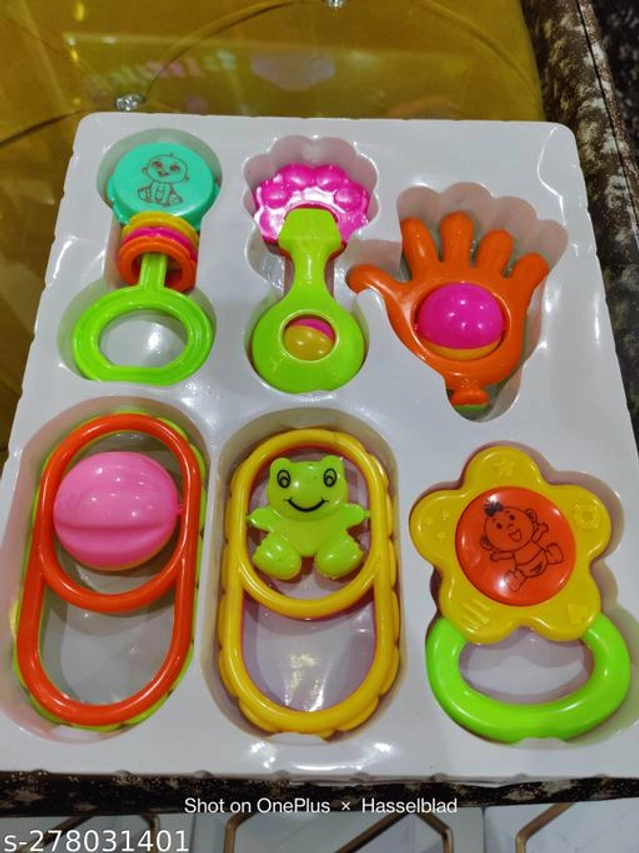 Plastic Rattle Toys for Baby (Multicolor, Pack of 6)